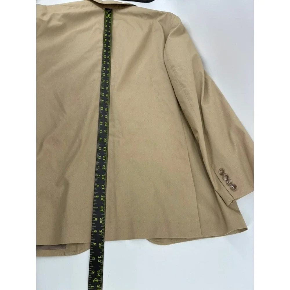J Crew Crosby Blazer 46L Tan Khaki Cotton Sport Coat Bemberg Lined Jacket
